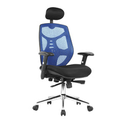 Nautilus Designs Polaris High Back Mesh Synchronous Executive Office Chair With Adjustable Headrest and Height Adjustable Arms Blue - BCM/K113/BL DD