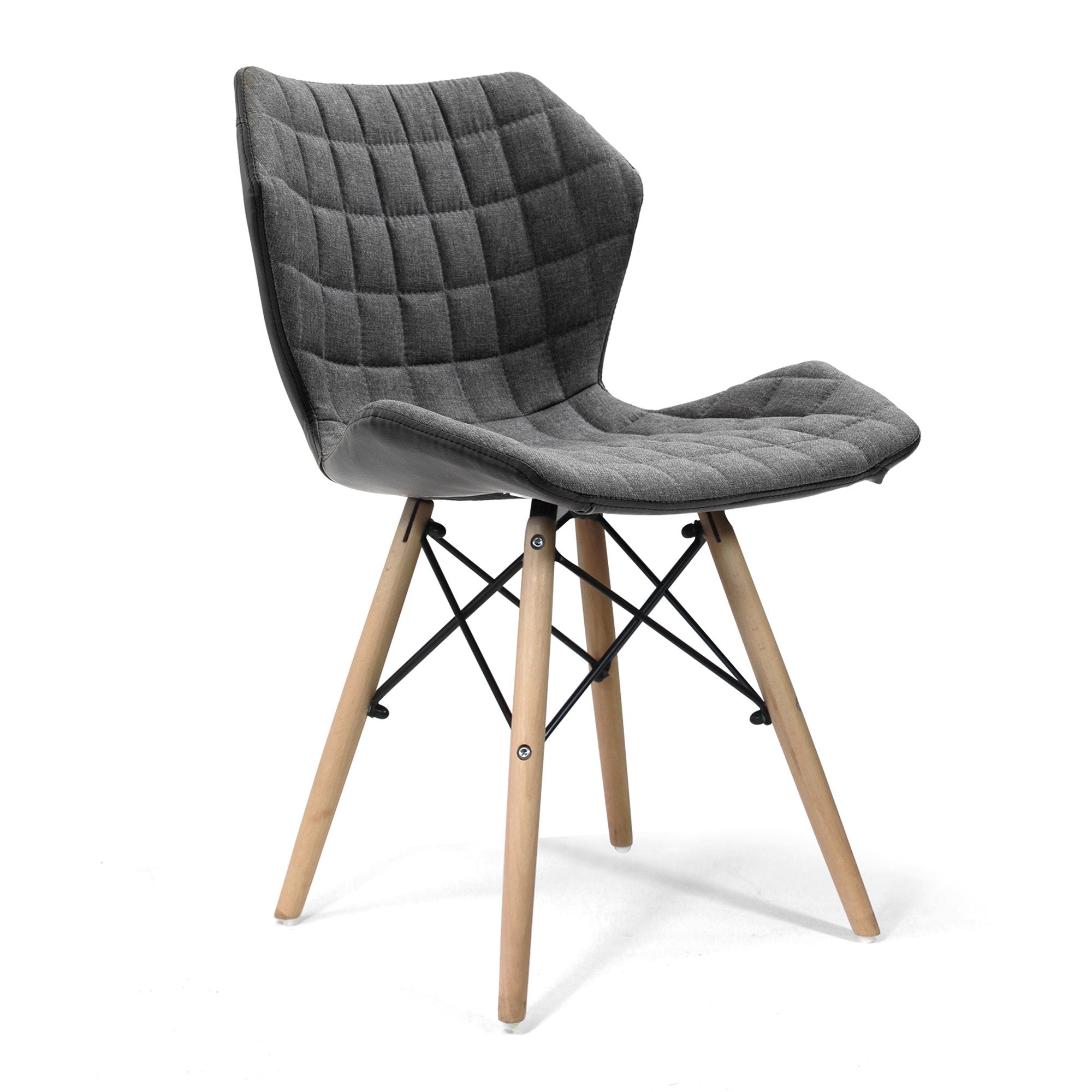 Nautilus Designs Amelia Contemporary Lightweight Fabric Chair With Panel Stitching Grey and Solid Beech Legs - BCF/B570/GY DD