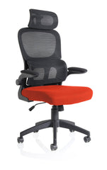 Iris Mesh Back Task Operator Office Chair Bespoke Tabasco Orange Fabric Seat With Headrest - KCUP2035 DD