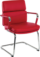 Deco Cantilever Retro Style Faux Leather Reception/Boardroom/Visitors Chair Red - 1101RD DD