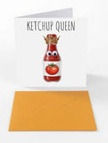 Googly Cards Funny "Ketchup Queen" Greeting Card with Googly Eyes and Orange Envelope