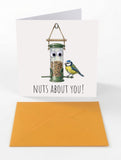 Googly Cards Funny "Nuts About You!" Greeting Card with Googly Eyes and Orange Envelope
