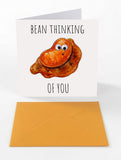 Googly Cards Funny "Bean Thinking of You" Thinking of You Card with Googly Eyes and Orange Envelope