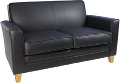 Newport 2 Seater Leather Faced Reception Sofa Black - N3562 DD