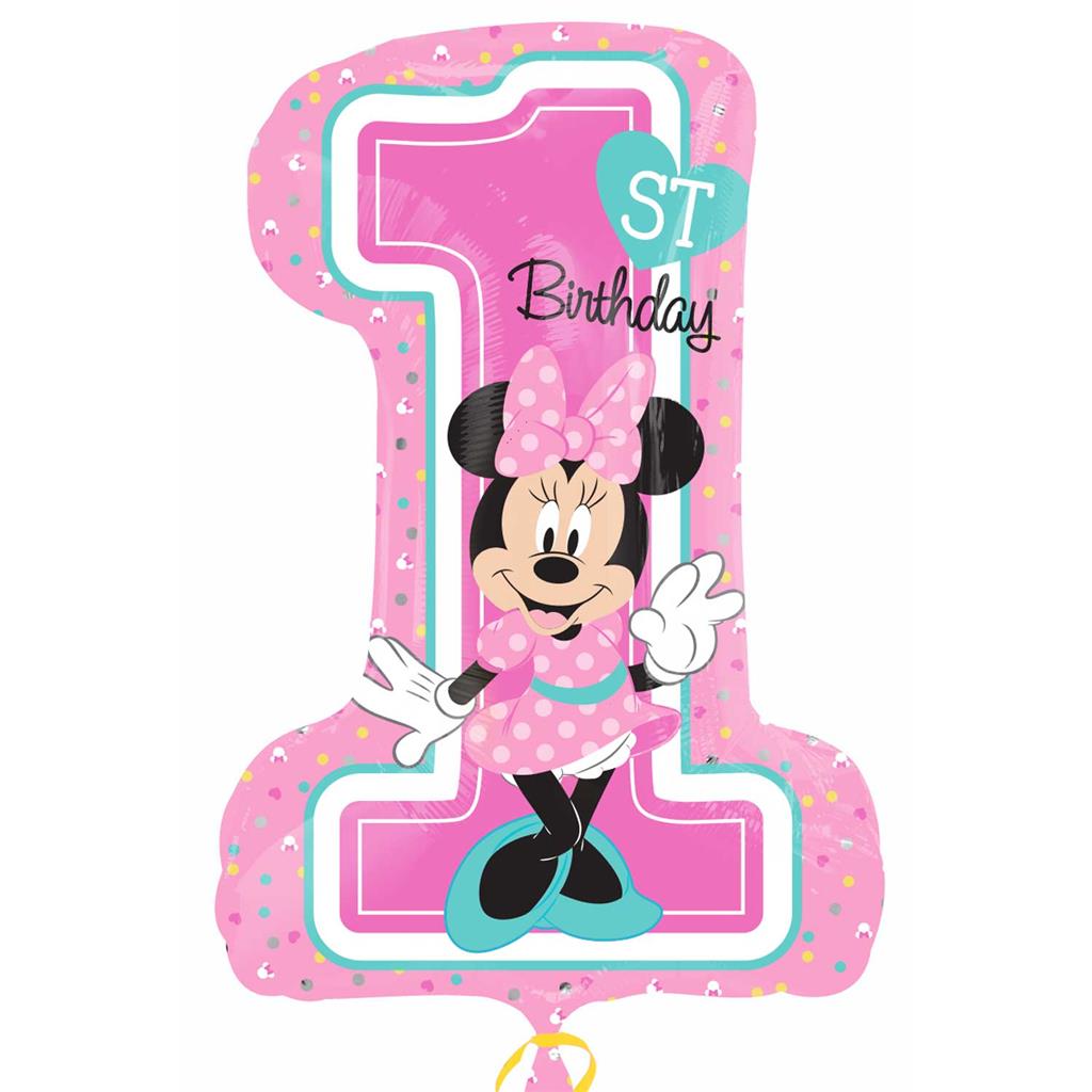 Disney Minnie Mouse foil balloon by BGC, featuring Minnie Mouse's face and signature polka dot bow on shiny foil material.