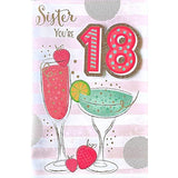 BGC Sister You're 18 Birthday Card featuring colorful designs and celebratory message for a special sister's birthday.