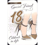 BGC birthday card for a very special friend, celebrating 18th birthday with stylish design and festive stationery details.