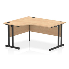 Dynamic Impulse W1400 x D1200/800 x H730mm Left Hand Crescent Desk With Cable Management Ports Cantilever Leg Maple Finish Black Frame - MI003227 DD