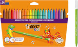 BIC Kids Couleur felt tip colouring pens in assorted colors, pack of 24, ideal for children's art and craft projects.