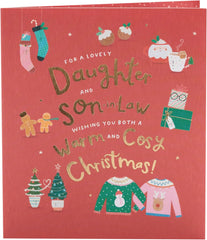 UK Greetings Christmas Card for Daughter & Son-in-Law - Sweet Cosy Design