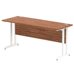 Impulse 1600 x 600mm Straight Desk Walnut Top White Cantilever Leg MI001917 DD