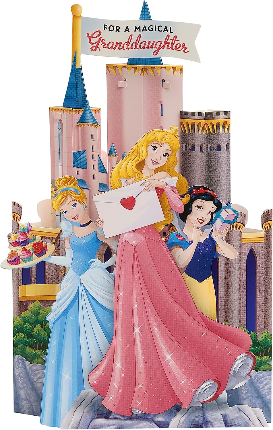 Disney Princess Granddaughter Build Your Own Castle and Includes Stickers! Birthday Card