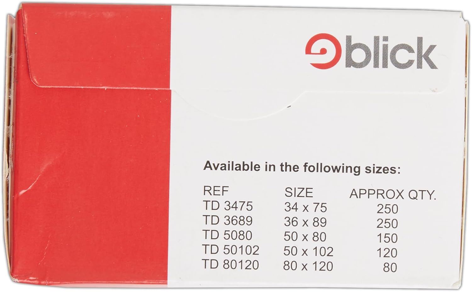 Blick White Typist Labels, 36mm x 89mm self-adhesive address stickers, 250 pack for home, office, and school use.