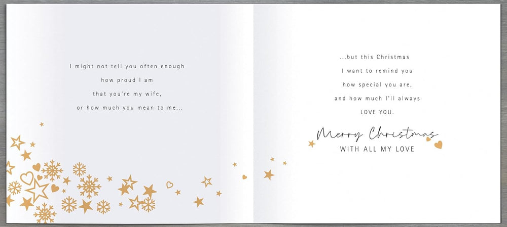 Wonderful Wife Love Hearts 3D Cut Out Luxury Christmas Card – Xmas Greeting