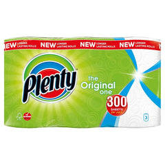Plenty The Original One Kitchen Roll White 100 Sheets (Pack 3) 1105190