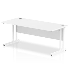 Impulse 1800 x 800mm Straight Desk White Top White Cantilever Leg MI002194 DD