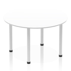 Dynamic Impulse 1200mm Round Table White Top Silver Post Leg I000200 DD