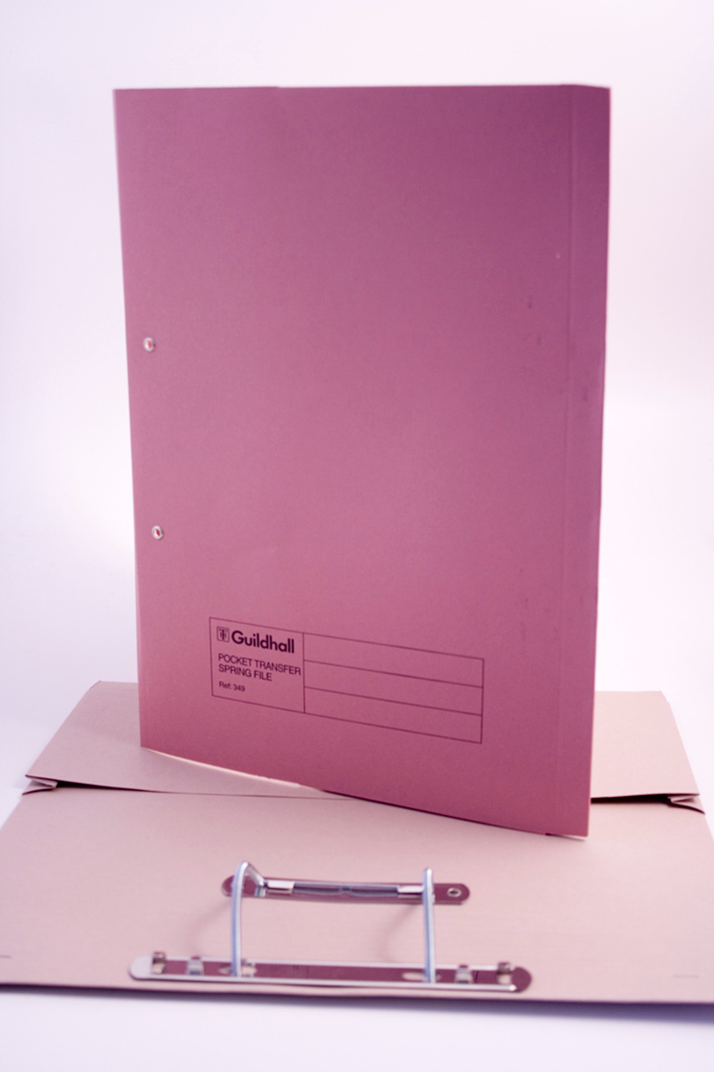 Guildhall Spring Pocket Transfer File Manilla Foolscap 420gsm Pink (Pack 25) - 211/6006Z