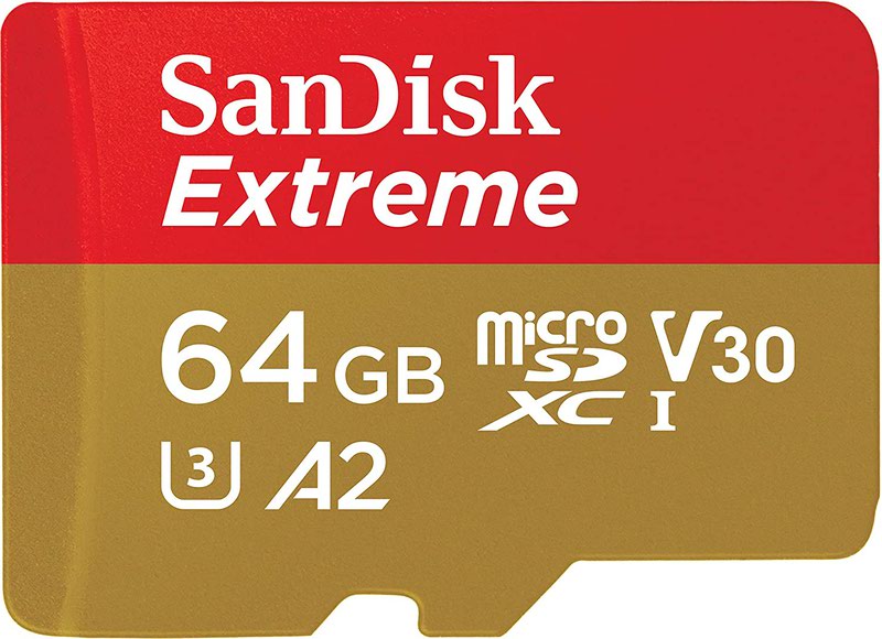 SanDisk Extreme 64GB Class 10 MicroSDXC Memory Card and Adapter