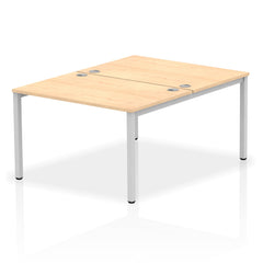 Impulse Back-to-Back 2 Person Bench Desk W1200 x D1600 x H730mm With Cable Ports Maple Finish Silver Frame - IB00102 DD