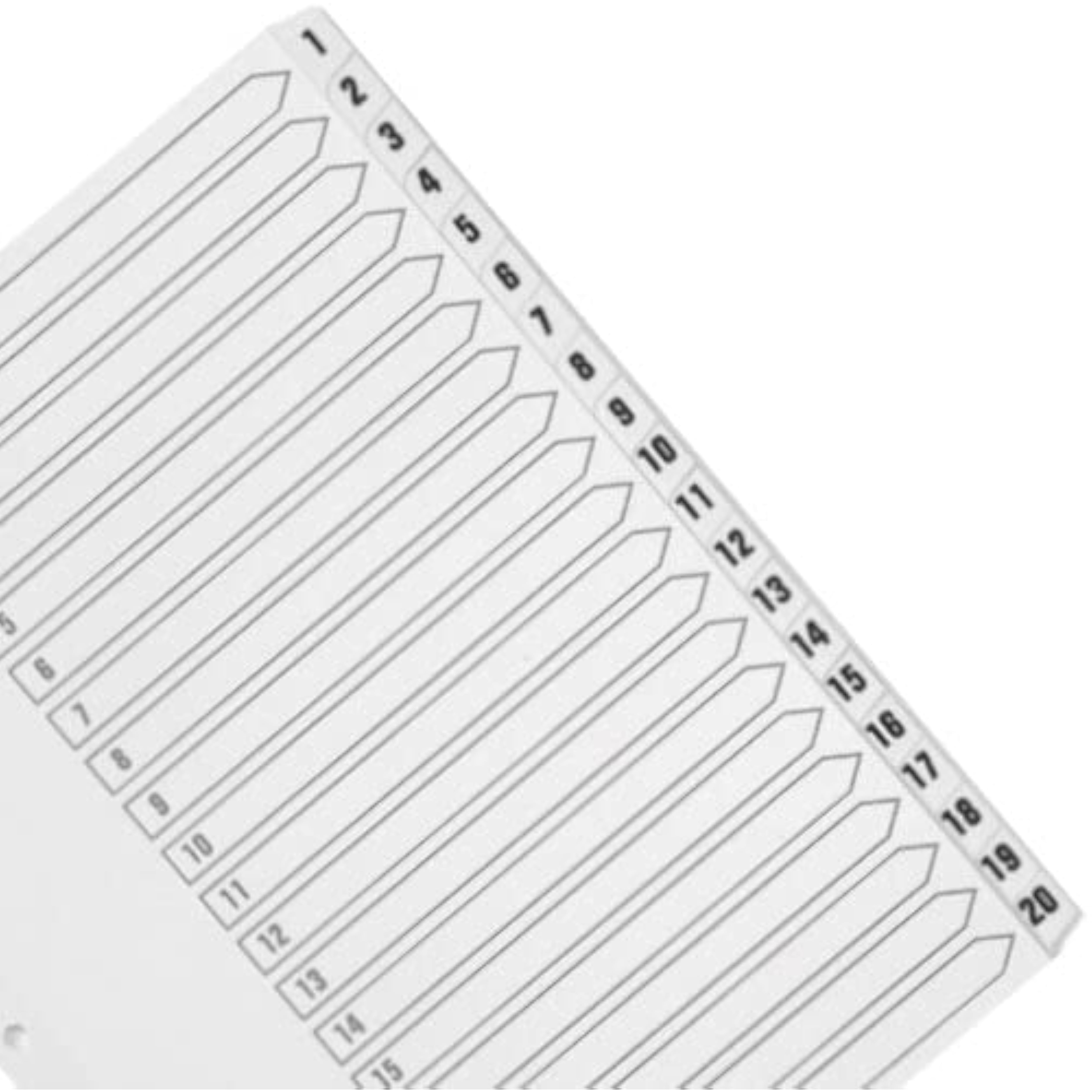 VW A4 Multi-punched 1-20 White Polypropylene Index – Bulk Wholesale UK