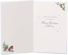 UK Greetings Christmas Card for Mum & Dad - Festive Wreath Design