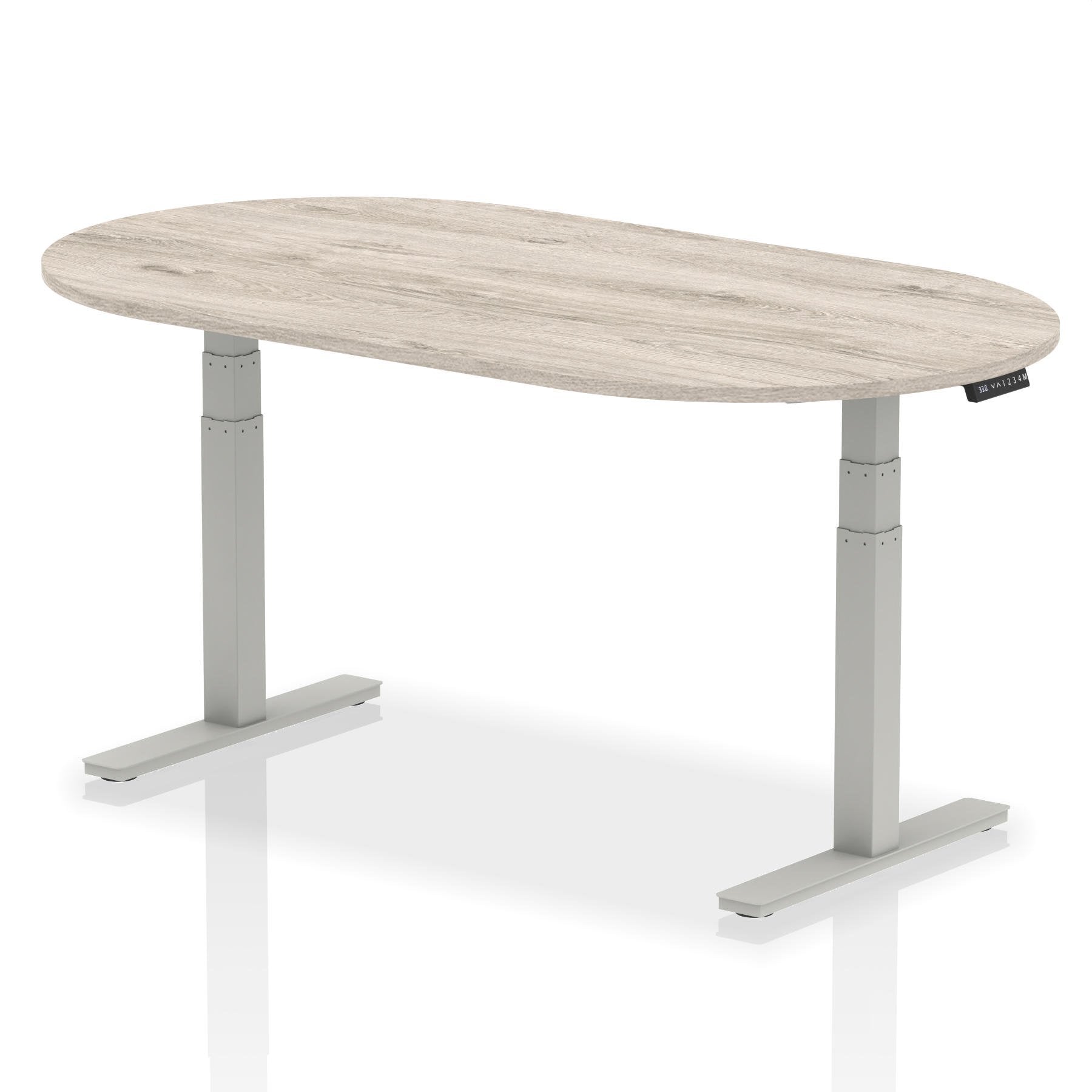 Dynamic Impulse W1800 x D1000 x H660-1310mm Height Adjustable Boardroom Table Grey Oak Finish Silver Frame - I003569 DD