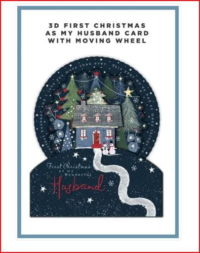 Hallmark First Christmas as My Husband Card – 3D Interactive Christmas Card with Moving Wheel