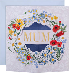 Pop-Up 3D Flower Wreath Design Mum Mother’s Day Card – Elegant & Vibrant Greeting