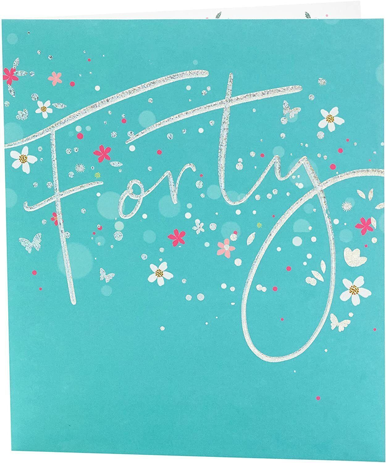 40th Birthday Card Silver Foil Lettering