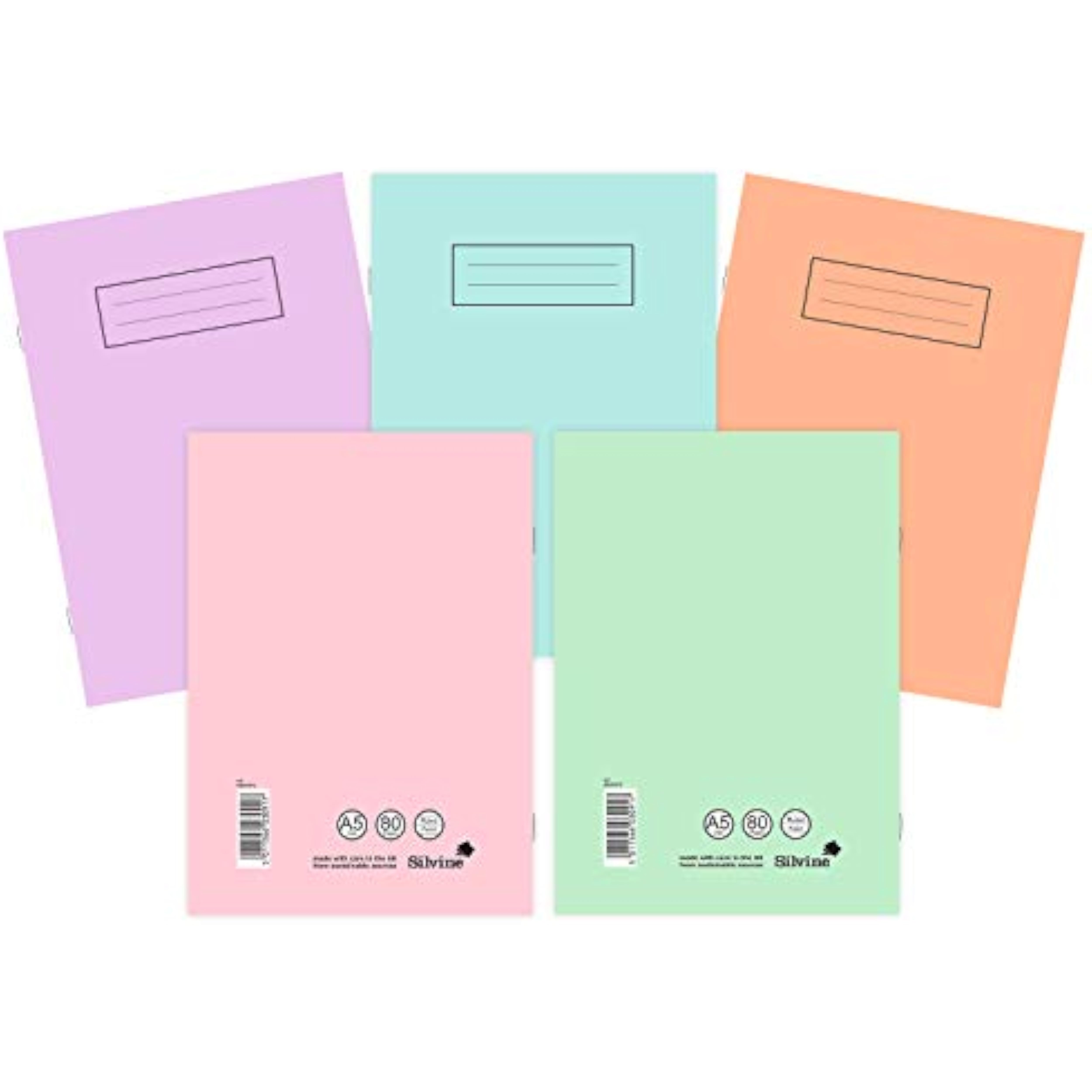 Silvine A5 Notebooks Assorted Pastel Colours Single