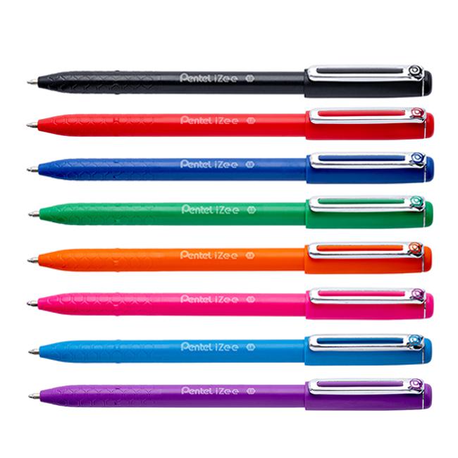 Pentel IZEE Ballpoint Pen Cap-Style 1.0mm Tip 0.5mm Line Assorted (Pack 8) YBX460/8-M