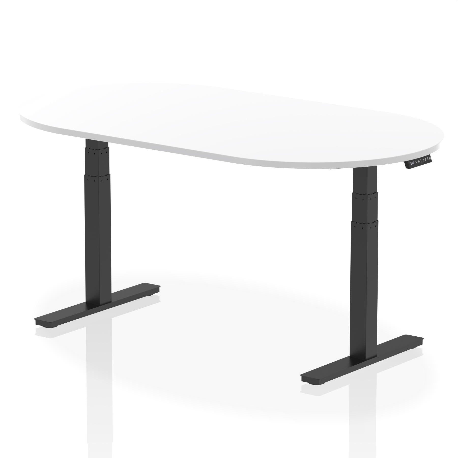 Dynamic Impulse W1800 x D1000 x H660-1310mm Height Adjustable Boardroom Table White Finish Black Frame - I005193 DD