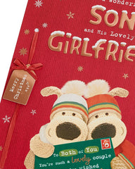 Two Boofles Holding a Large Card Design for Son & Girlfriend Christmas Card