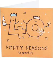 UK Greetings 40th Birthday Card for Him/Her/Friend - Orange Design