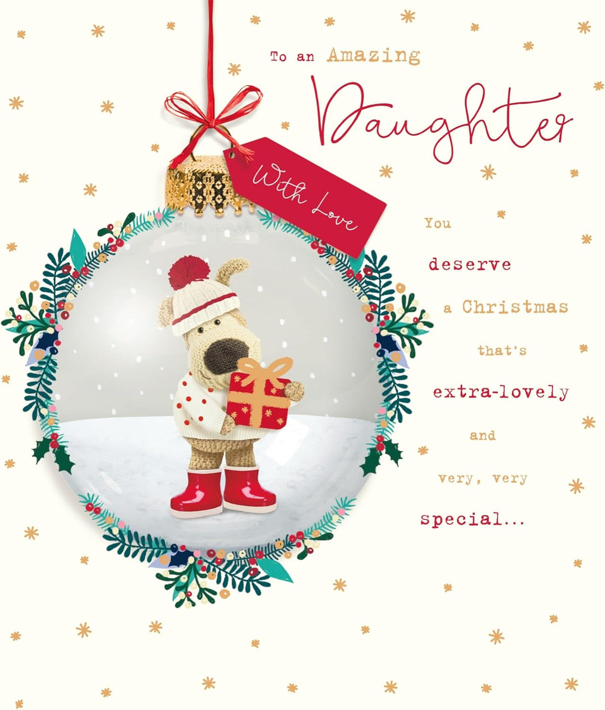 Boofle To An Amazing Daughter – Beautiful Bauble Cute Christmas Greeting Card