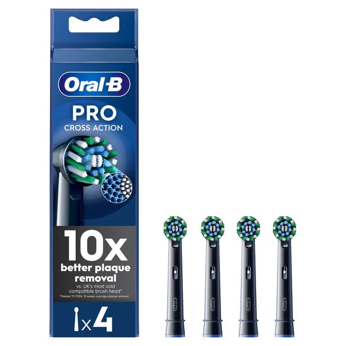 Oral-B Pro Cross Action Toothbrush Heads Black 4 Pack Front View