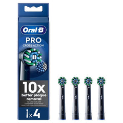 Oral-B Pro Cross Action Toothbrush Heads Black 4 Pack Front View