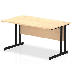 Impulse 1400 x 800mm Straight Desk Maple Top Black Cantilever Leg MI003228 DD