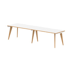 Oslo 1600mm Single Row 2 Person Desk White Top Natural Wood Edge White Frame OSL0123 DD