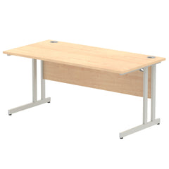 Impulse 1600 x 800mm Straight Desk Maple Top Silver Cantilever Leg I000351 DD