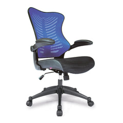 Nautilus Designs Mercury 2 High Back Mesh Executive Office Chair With AIRFLOW Fabric Seat and Folding Arms Blue - BCM/L1304/BL DD