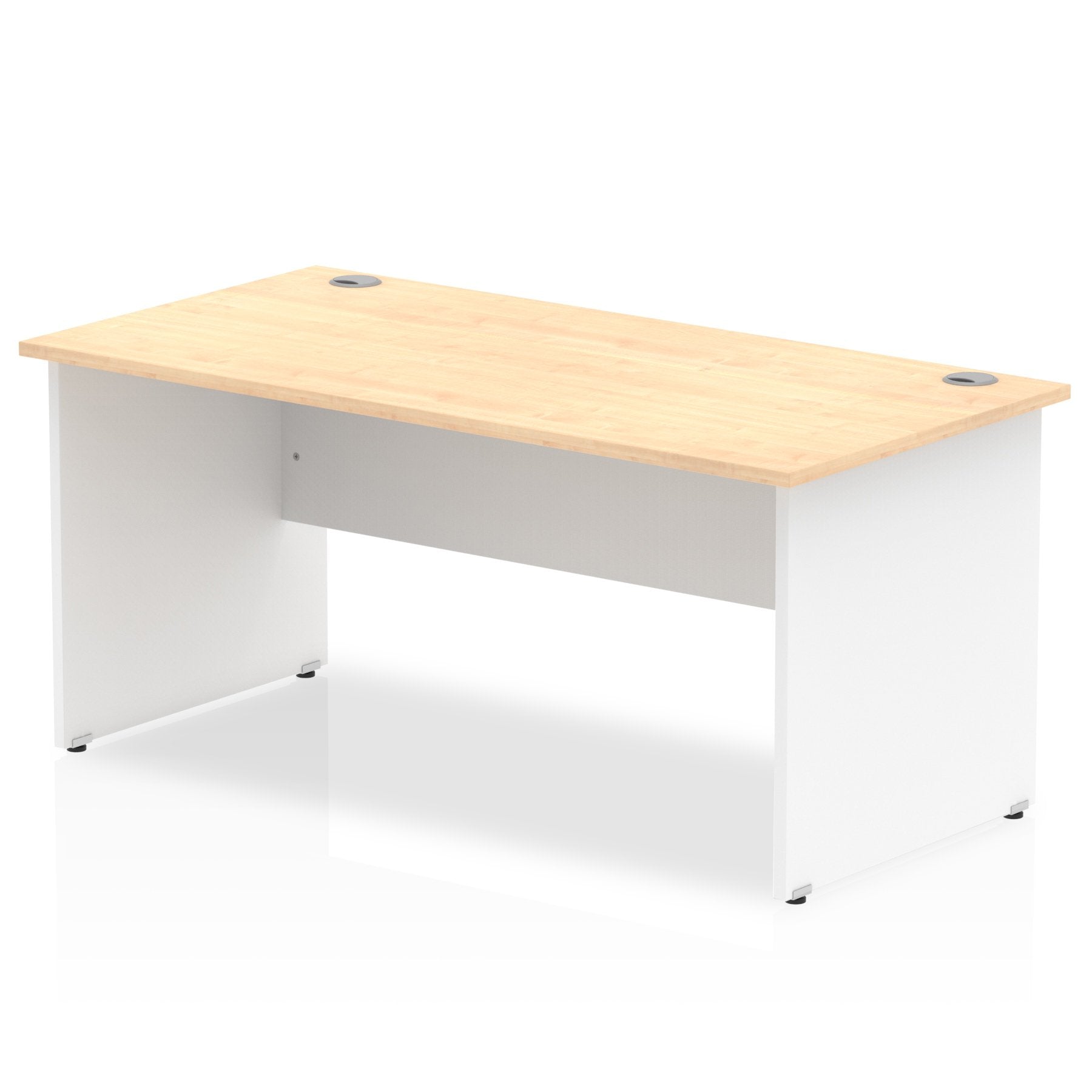 Impulse Straight Office Desk W1600 x D800 x H730mm Panel End Leg Maple Finish White Frame  - TT000111 DD