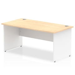 Impulse Straight Office Desk W1600 x D800 x H730mm Panel End Leg Maple Finish White Frame  - TT000111 DD