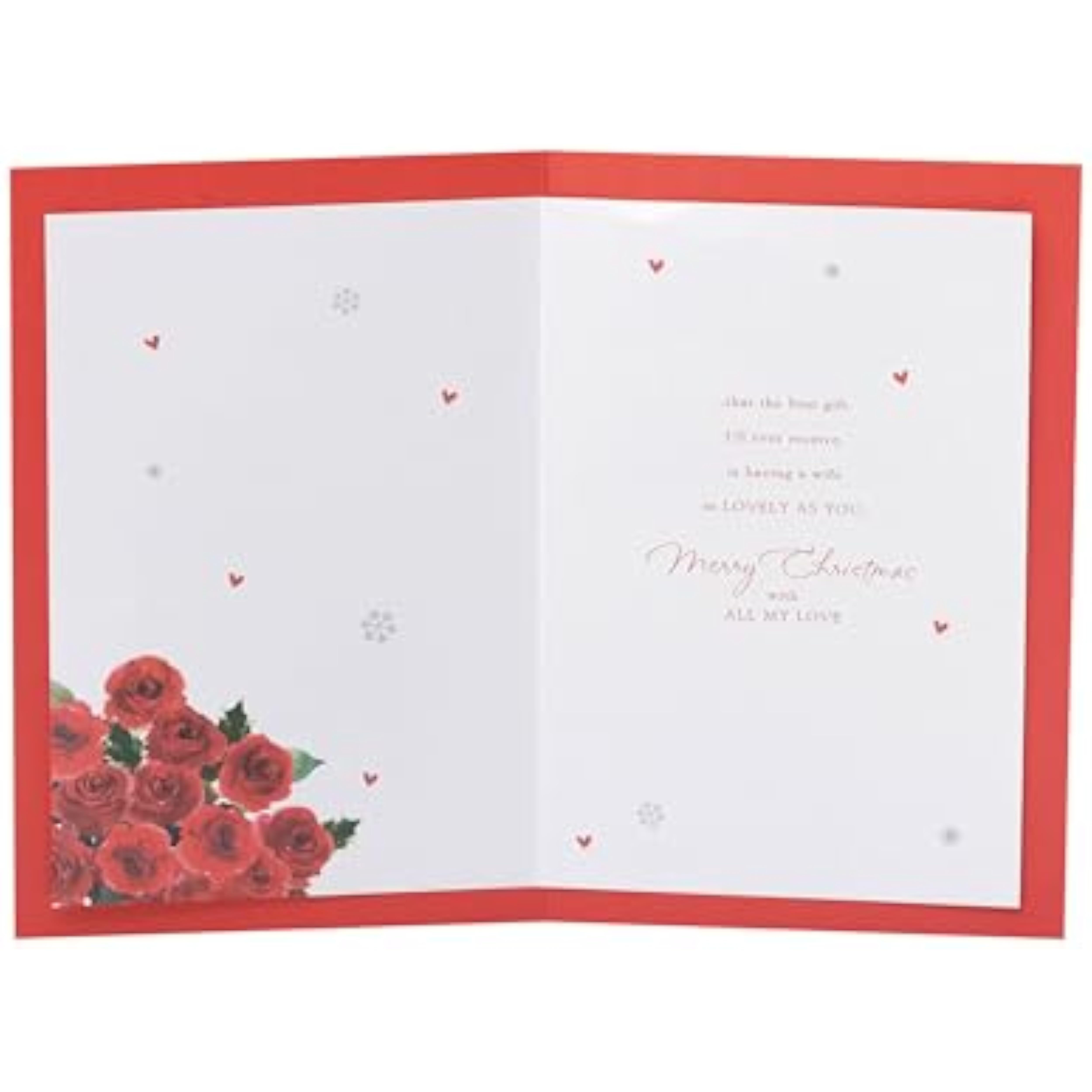 Christmas Card for Wife – Red Floral Festive Design