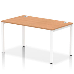 Impulse Single Row Bench Desk W1400 x D800 x H730mm Oak Finish White Frame - IB00265 DD
