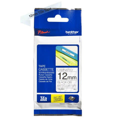Brother Black on Matt Clear PTouch Ribbon 12mm x 8m - TZEM31