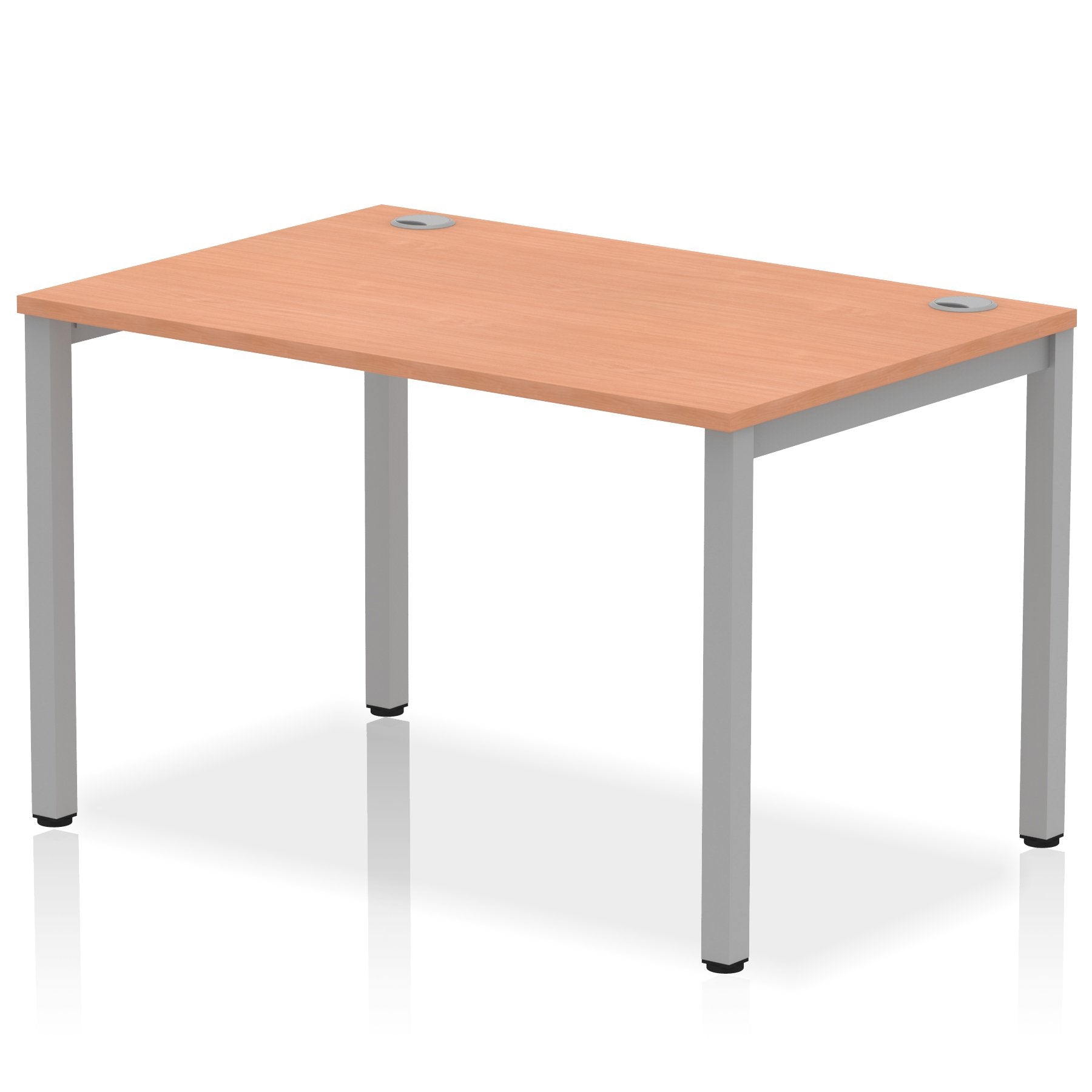 Impulse Single Row Bench Desk W1200 x D800 x H730mm Beech Finish Silver Frame - IB00244 DD