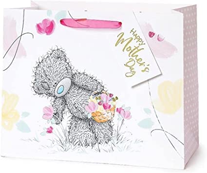 Large Carte Blanche Carte Blanche Mday 2021 gift bag featuring a bear with a basket, perfect for gift-giving occasions.