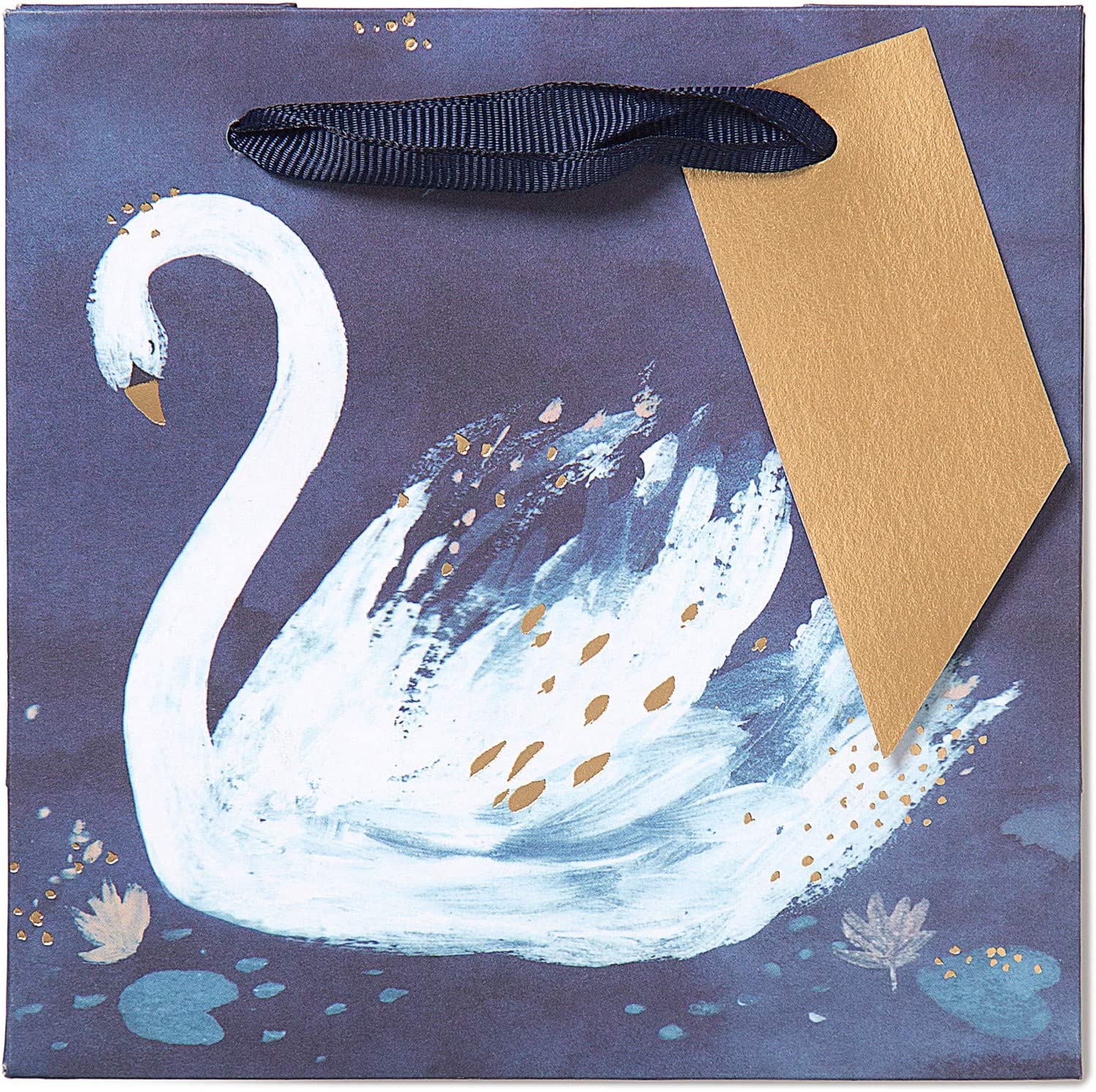 Carte Blanche Hotchpotch Swan Design mini gift bag with colorful swan pattern and ribbon handles, ideal for gift packaging.